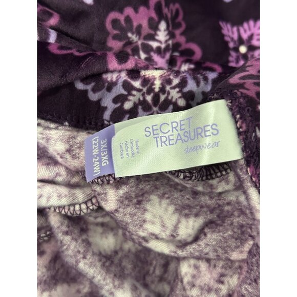 Secret Treasures NWT Plum Purple Floral Pajama Set Button Up Top SZ 3XL - Picture 9 of 15